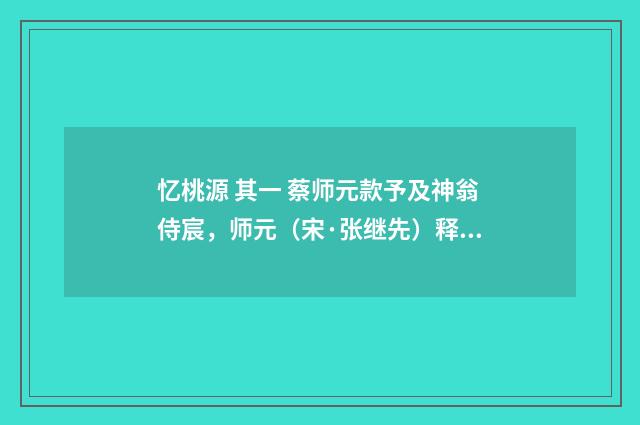 忆桃源 其一 蔡师元款予及神翁侍宸，师元（宋·张继先）释义及解释