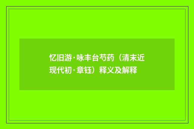 忆旧游·咏丰台芍药（清末近现代初·章钰）释义及解释