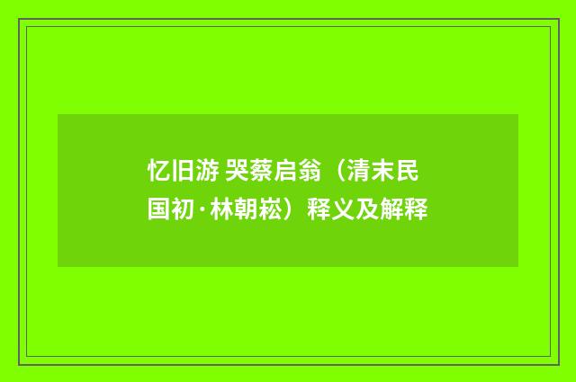 忆旧游 哭蔡启翁（清末民国初·林朝崧）释义及解释