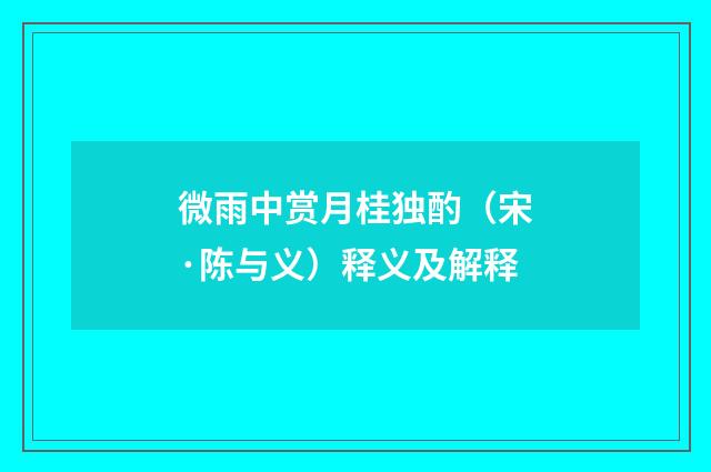 微雨中赏月桂独酌（宋·陈与义）释义及解释