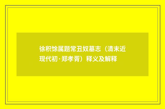 徐积馀属题常丑奴墓志（清末近现代初·郑孝胥）释义及解释