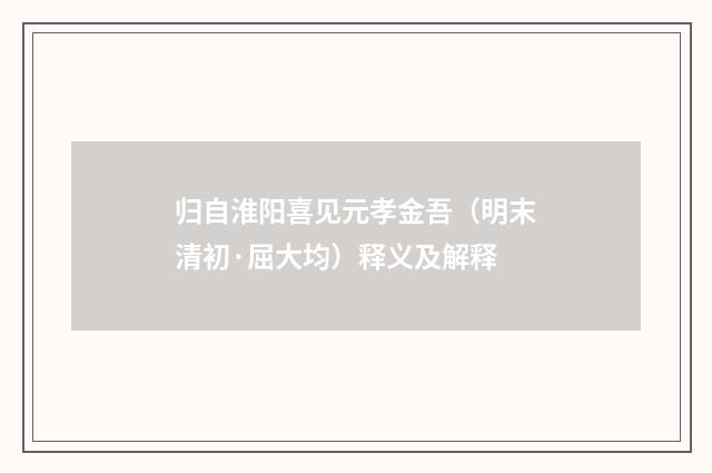 归自淮阳喜见元孝金吾（明末清初·屈大均）释义及解释