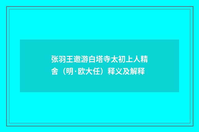 张羽王邀游白塔寺太初上人精舍（明·欧大任）释义及解释