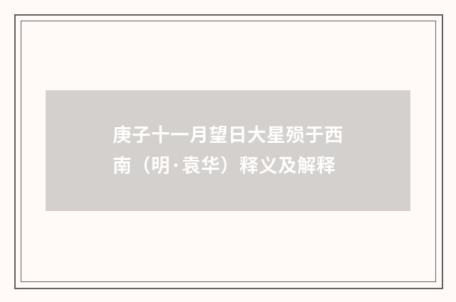 庚子十一月望日大星殒于西南（明·袁华）释义及解释