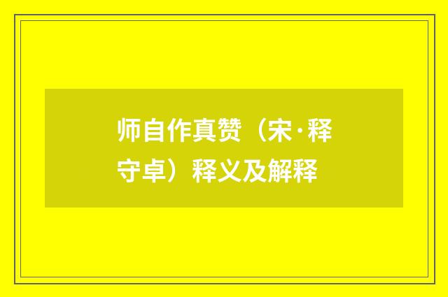 师自作真赞（宋·释守卓）释义及解释