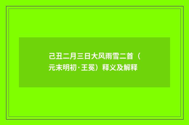 己丑二月三日大风雨雪二首（元末明初·王冕）释义及解释
