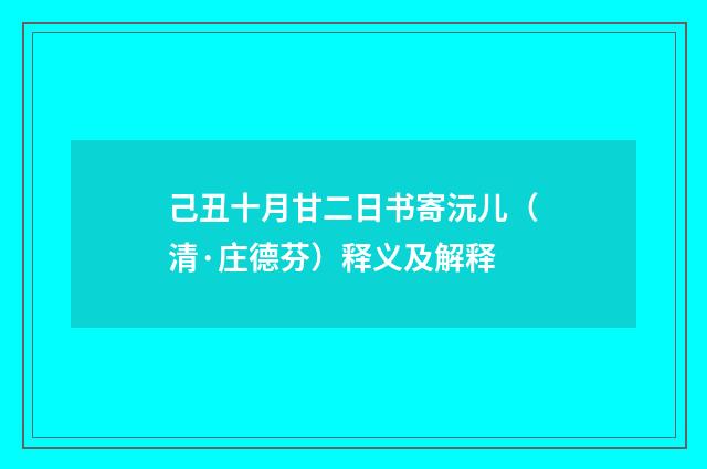 己丑十月甘二日书寄沅儿（清·庄德芬）释义及解释