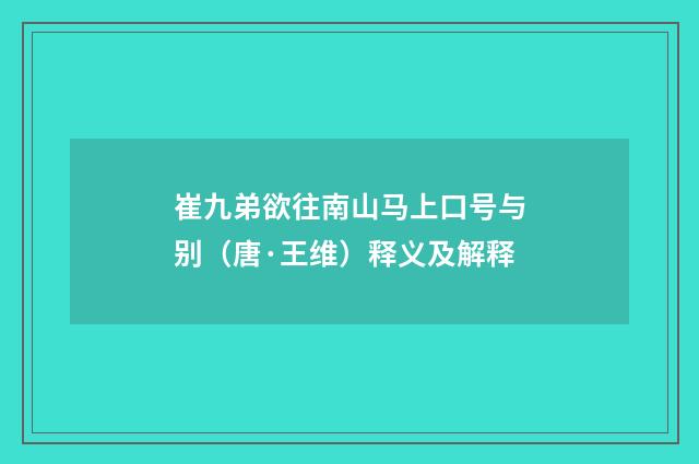 崔九弟欲往南山马上口号与别（唐·王维）释义及解释