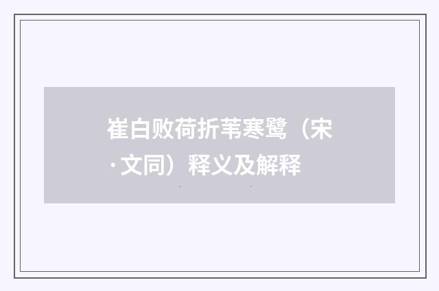 崔白败荷折苇寒鹭（宋·文同）释义及解释