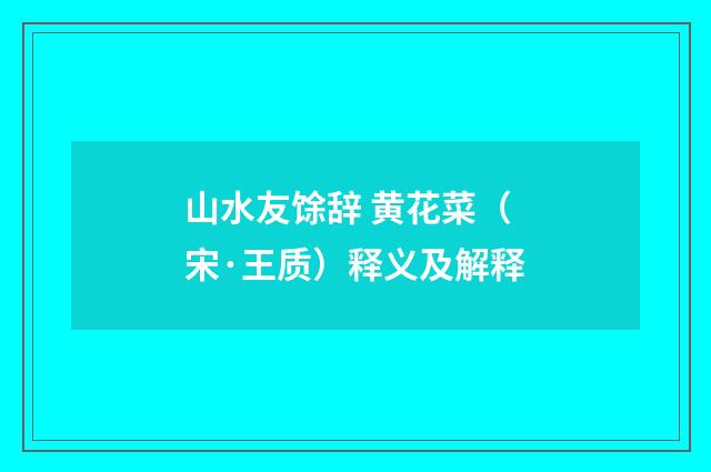 山水友馀辞 黄花菜（宋·王质）释义及解释