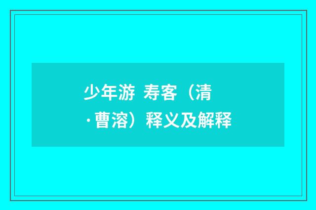 少年游  寿客（清·曹溶）释义及解释