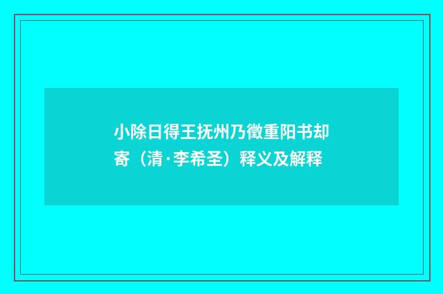 小除日得王抚州乃徵重阳书却寄（清·李希圣）释义及解释