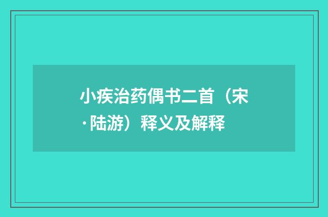 小疾治药偶书二首（宋·陆游）释义及解释