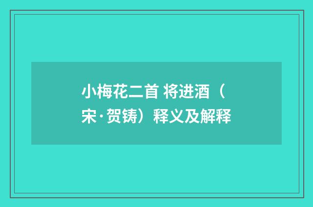 小梅花二首 将进酒(宋·贺铸)释义及解释