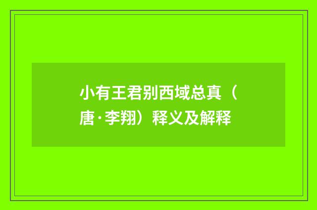 小有王君别西域总真（唐·李翔）释义及解释