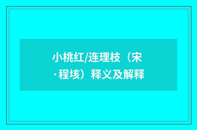 小桃红/连理枝（宋·程垓）释义及解释