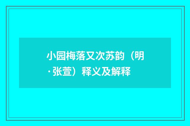 小园梅落又次苏韵（明·张萱）释义及解释