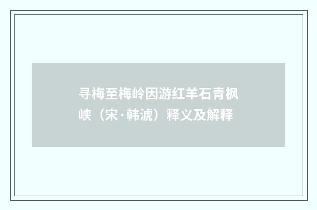 寻梅至梅岭因游红羊石青枫峡（宋·韩淲）释义及解释