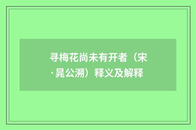 寻梅花尚未有开者（宋·晁公溯）释义及解释