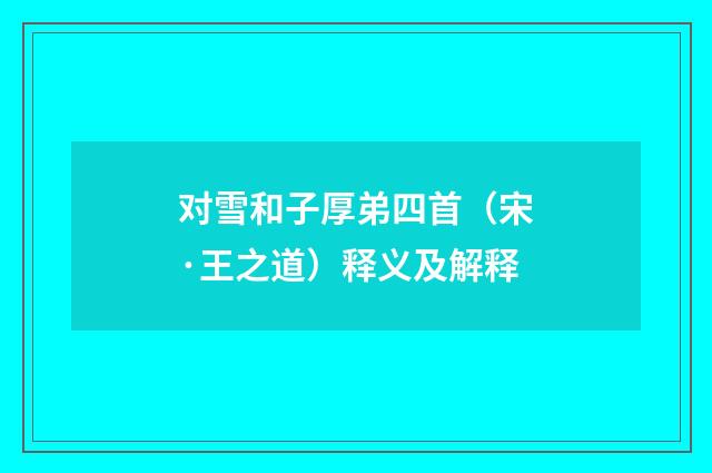 对雪和子厚弟四首（宋·王之道）释义及解释