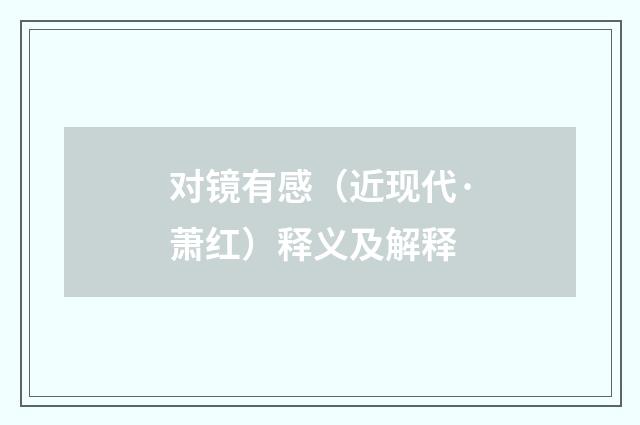 对镜有感（近现代·萧红）释义及解释