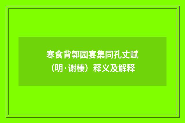 寒食背郭园宴集同孔丈赋（明·谢榛）释义及解释