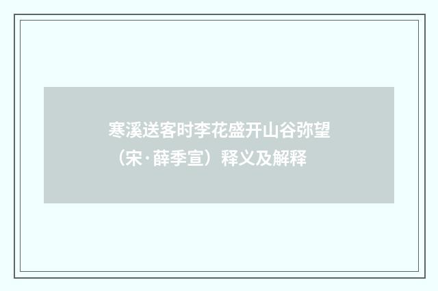 寒溪送客时李花盛开山谷弥望（宋·薛季宣）释义及解释