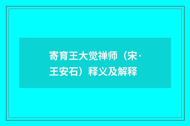 寄育王大觉禅师（宋·王安石）释义及解释