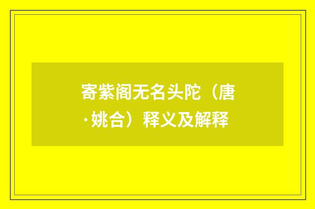 寄紫阁无名头陀（唐·姚合）释义及解释