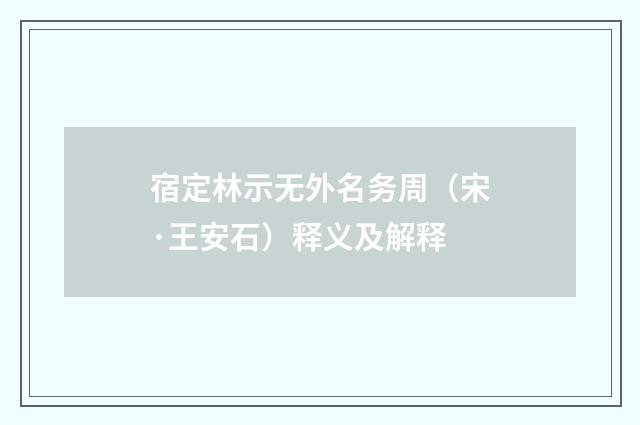 宿定林示无外名务周（宋·王安石）释义及解释