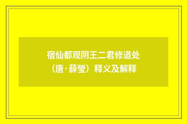 宿仙都观阴王二君修道处（唐·薛瑩）释义及解释