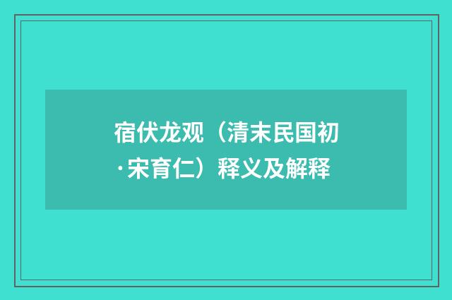 宿伏龙观（清末民国初·宋育仁）释义及解释