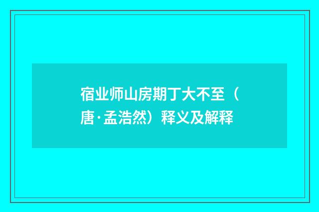 宿业师山房期丁大不至（唐·孟浩然）释义及解释