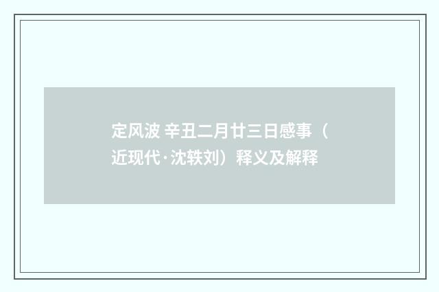 定风波 辛丑二月廿三日感事（近现代·沈轶刘）释义及解释