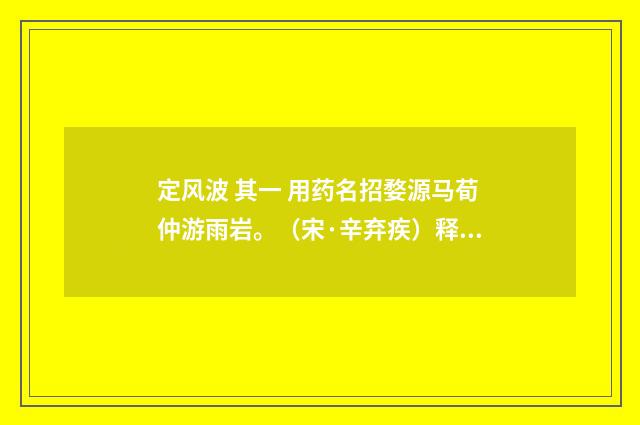 定风波 其一 用药名招婺源马荀仲游雨岩。（宋·辛弃疾）释义及解释