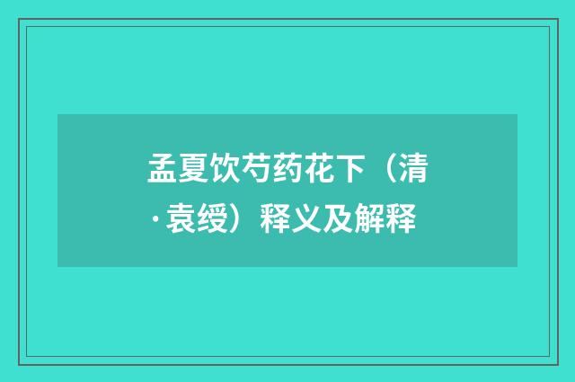 孟夏饮芍药花下（清·袁绶）释义及解释