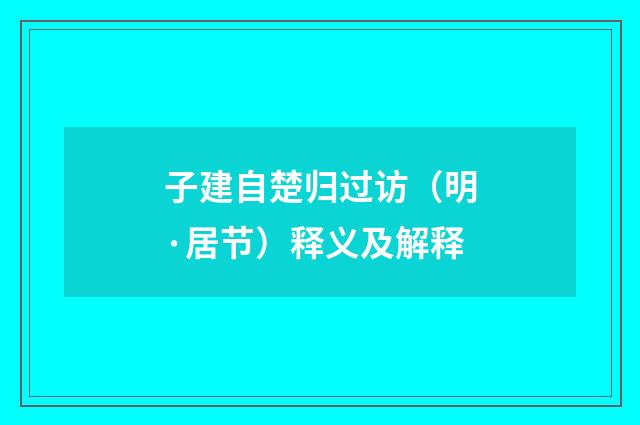子建自楚归过访（明·居节）释义及解释