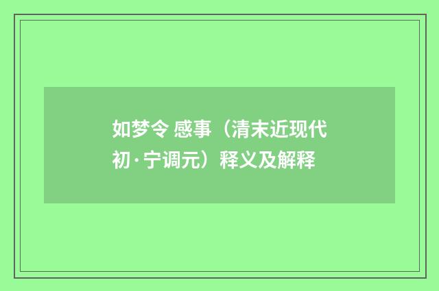 如梦令 感事（清末近现代初·宁调元）释义及解释