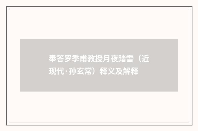 奉答罗季甫教授月夜踏雪（近现代·孙玄常）释义及解释