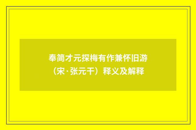奉简才元探梅有作兼怀旧游（宋·张元干）释义及解释
