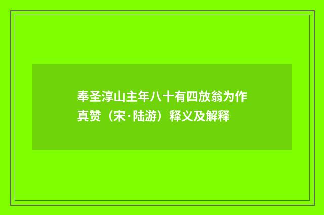 奉圣淳山主年八十有四放翁为作真赞（宋·陆游）释义及解释
