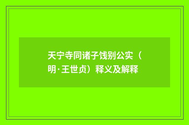 天宁寺同诸子饯别公实（明·王世贞）释义及解释