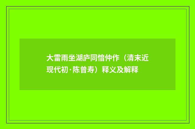 大雷雨坐湖庐同愔仲作（清末近现代初·陈曾寿）释义及解释
