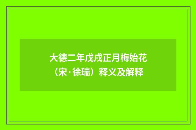 大德二年戊戌正月梅始花（宋·徐瑞）释义及解释