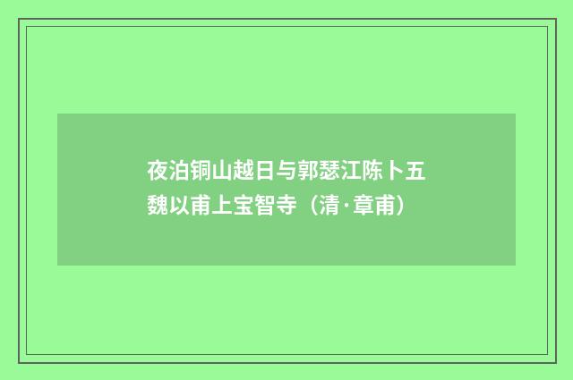 夜泊铜山越日与郭瑟江陈卜五魏以甫上宝智寺（清·章甫）释义及解释