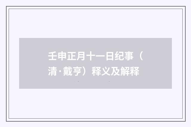 壬申正月十一日纪事（清·戴亨）释义及解释