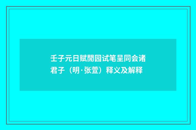 壬子元日赋閒园试笔呈同会诸君子（明·张萱）释义及解释