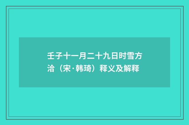 壬子十一月二十九日时雪方洽（宋·韩琦）释义及解释
