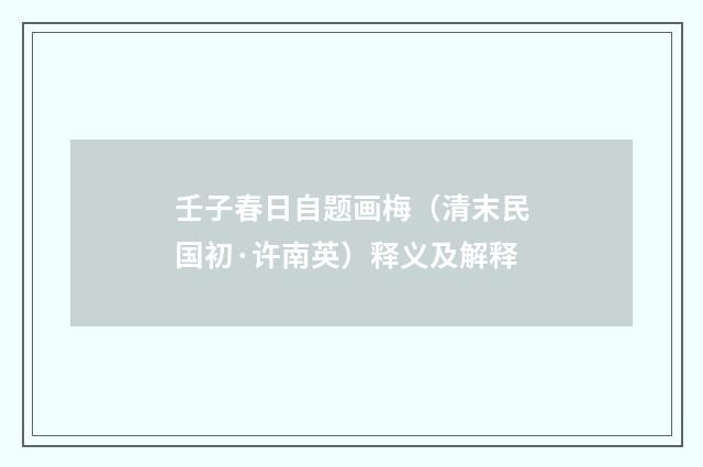 壬子春日自题画梅（清末民国初·许南英）释义及解释