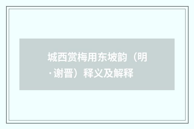 城西赏梅用东坡韵（明·谢晋）释义及解释